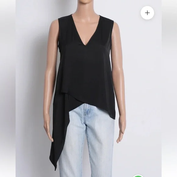 BCBGMaxAzria Asymmetrical Nikko Black Top (Size S) - Picture 4 of 7
